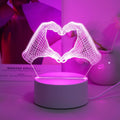 3D Two Hand Heart Night Light