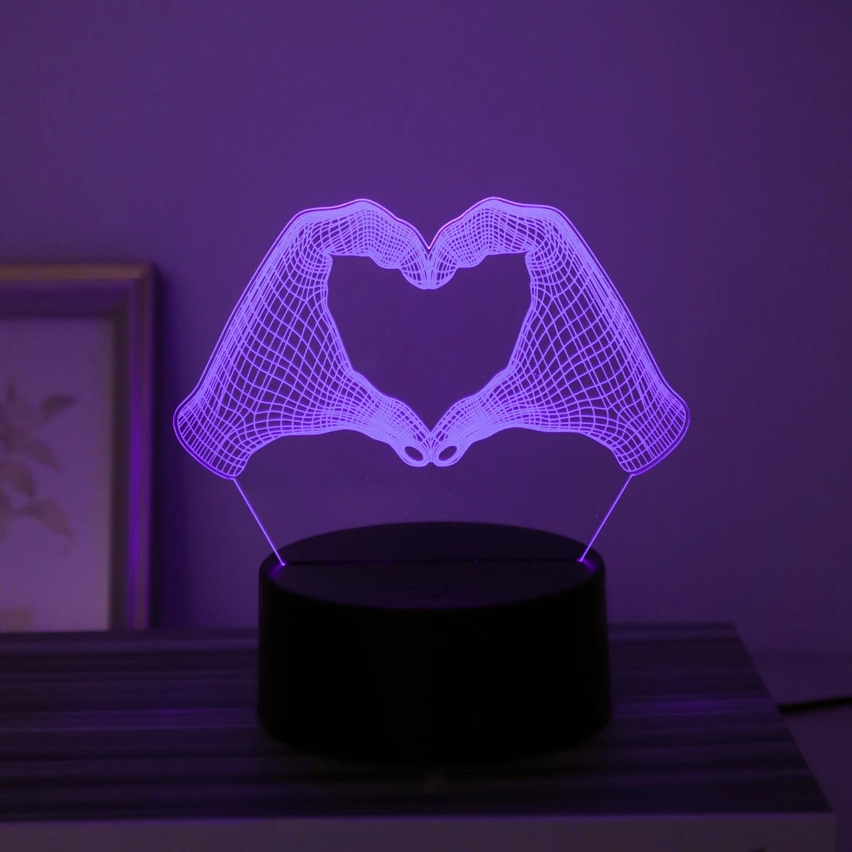 3D Two Hand Heart Night Light