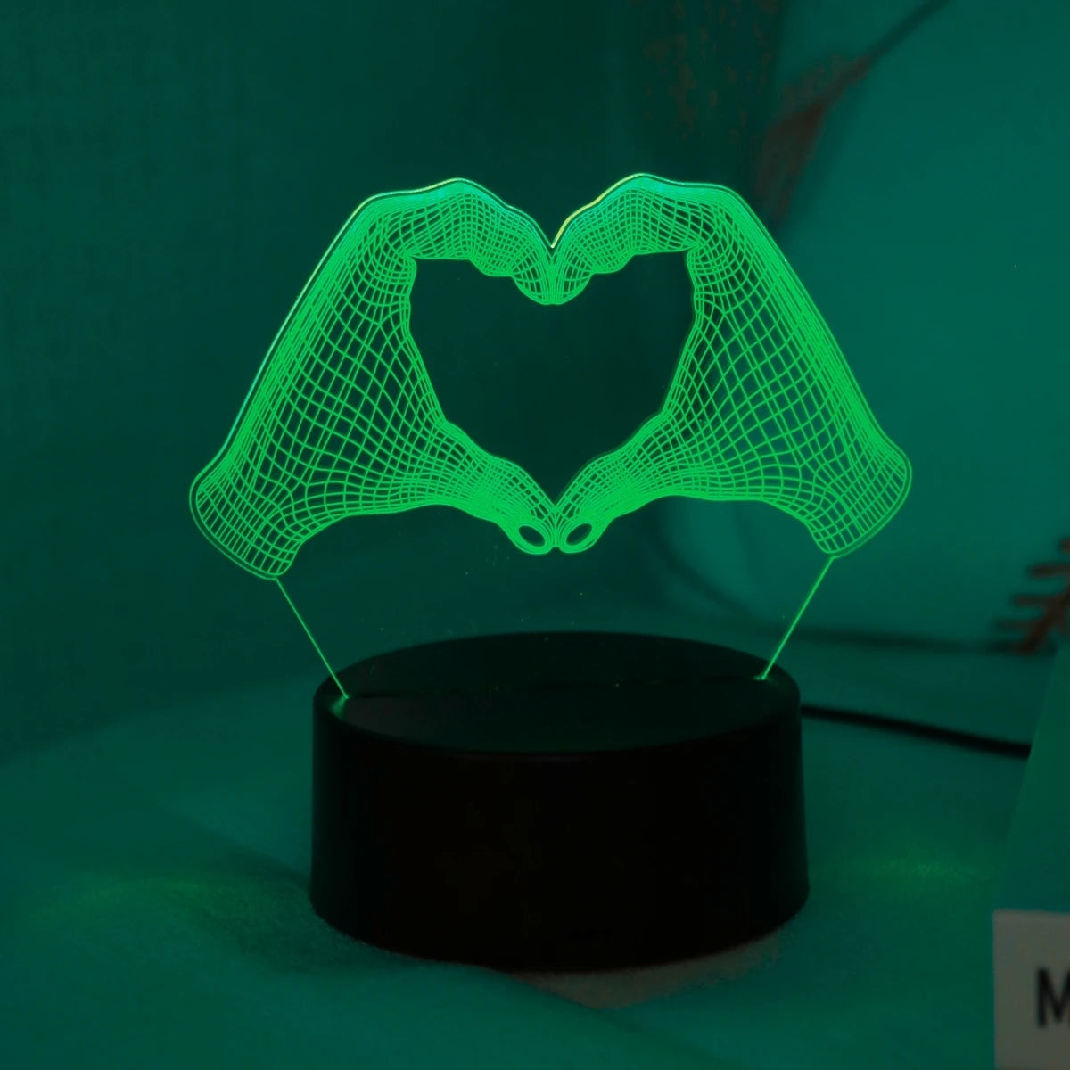 3D Two Hand Heart Night Light